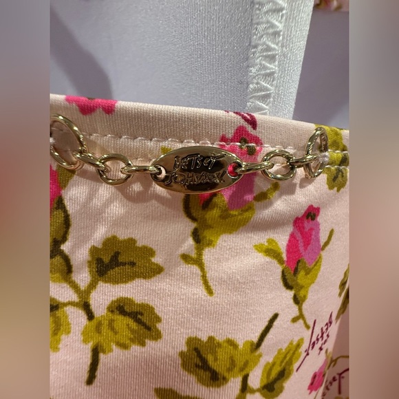$128 Betsey Johnson Bandeau Pink Floral One Piece Swimsuit - Picture 6 of 9